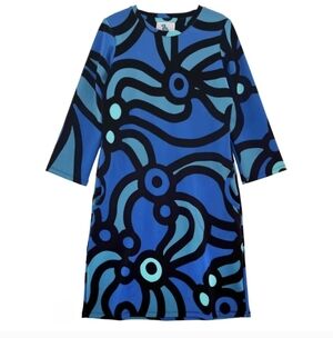 Lesley Evers Arden Chica Bloom Blue Dress 2X Pockets